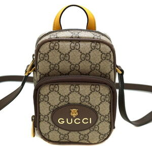Gucci Neo Shoulder Bag GG Supreme Canvas Leather Brown Beige Yellow